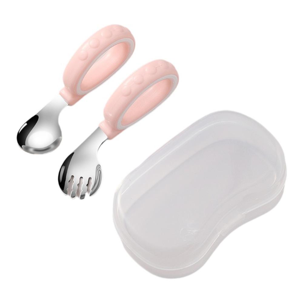 Easy Grip Toddler Utensil Set 316L Stainless Steel Kids Spoon Fork  Baby Feeding