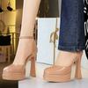 Zapatos plataforma tacones altos 11.5 cm Zapatos de Salón para Mujer Tacón Grueso Zapatos de Mujer Tacones de Bloque Sandalias de Tacón de Charol Verano