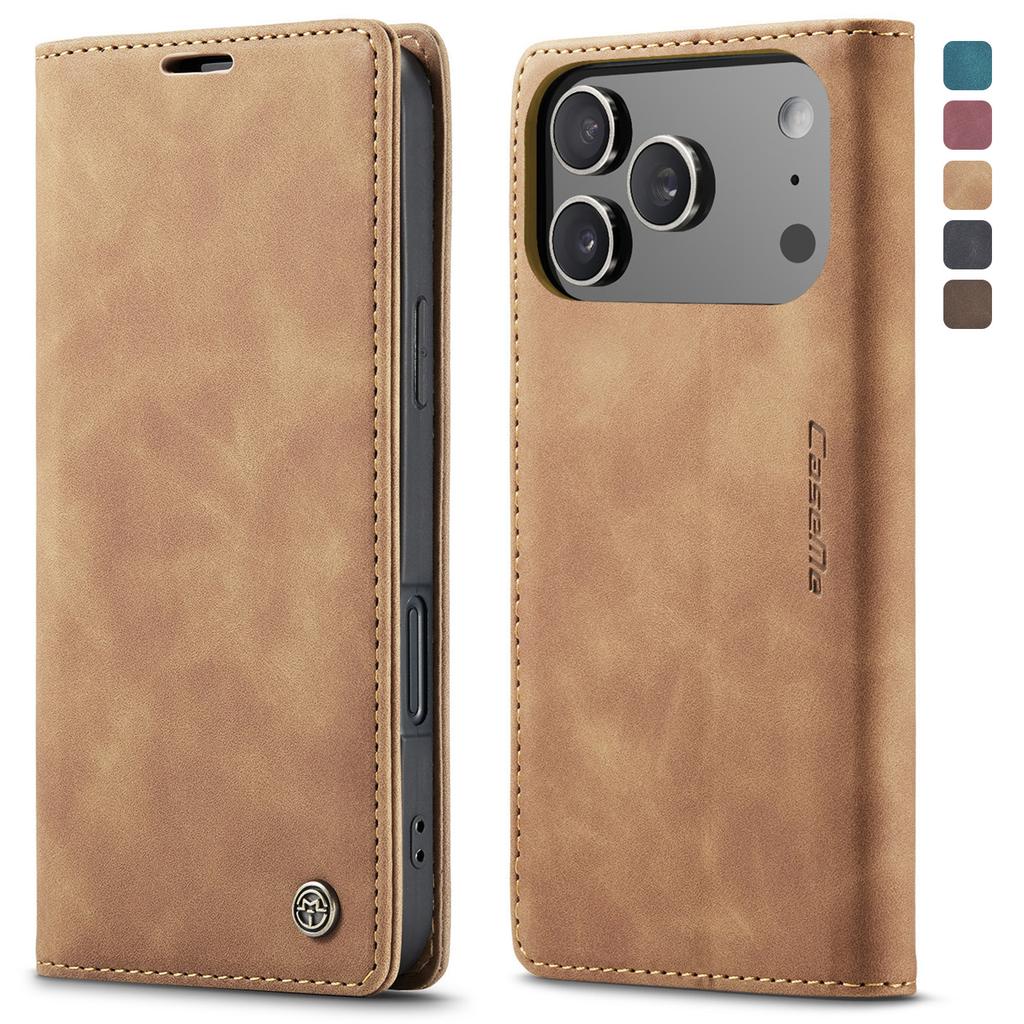 Business Magnetic Card Solt Wallet Flip Leather Case For iPhone 17 Pro Max 16 15 14 13 12 11 Plus 17air 16E Kickstand Book Cover