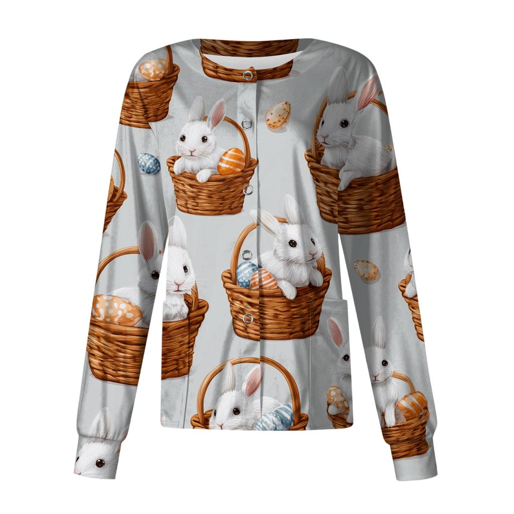 Women's Casual Long-sleeved Single-breasted Printed Protective Clothing Cardigan Top