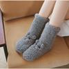 Women's Warm Solid Color Floor Socks Non Slip Plush Knitted Coral Fleece Socks No Show Socks