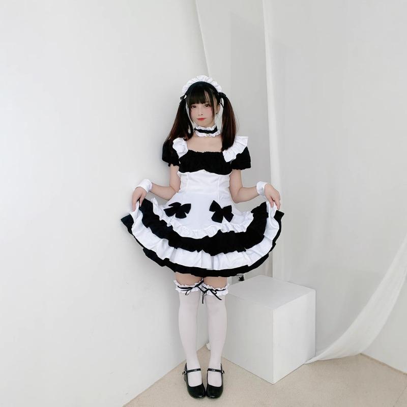 Miracle Nikki Black and White Chocolate Super Cute Maid Costume Lolita Dress Set