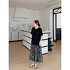 DIMANAF 2026 Plus Size New Dress Summer Women Beach Shirt Dress Black Floral Loose Casual Long Dresses O-Neck