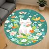 1pc Cat Flowers Round Chair Mat Area Rug - Non-Slip, Floor Mat for Office, Bedroom, and Indoor Decor  -100918