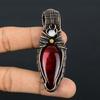 Red Labradorite, Moonstone Handmade Copper Wire Wrap Pendant 2.25" E8D88