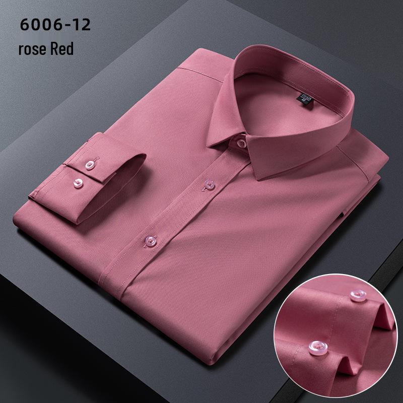 

Мужская эластичная рубашка с длинным рукавом из бамбукового волокна, весна 2025: Удобная немнущаяся повседневная деловая белая рубашка для собеседования 39