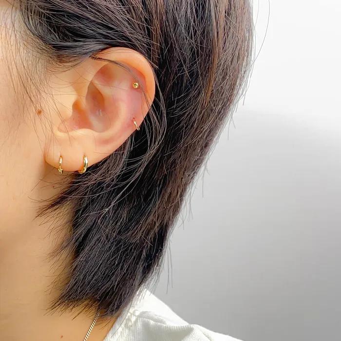 14K Mini Segment Ring Piercing Earrings