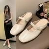 Französische Taschenkopf-Slipper Damen tragen Silber Einzelne Schuhe draußen Sommer, faule Leute treten kleine duftende Wind flache Sohle coole Slipper Damenmode