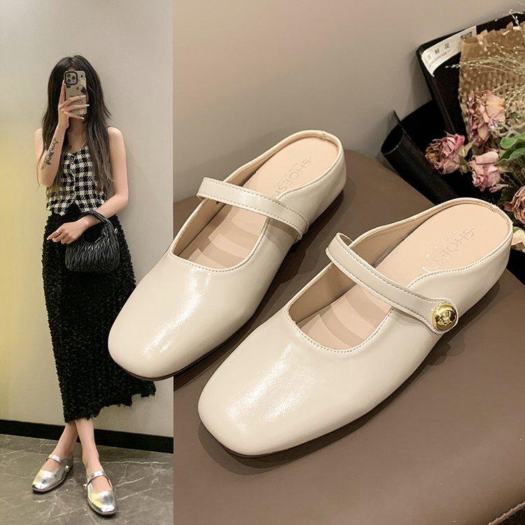 Französische Taschenkopf-Slipper Damen tragen Silber Einzelne Schuhe draußen Sommer, faule Leute treten kleine duftende Wind flache Sohle coole Slipper Damenmode