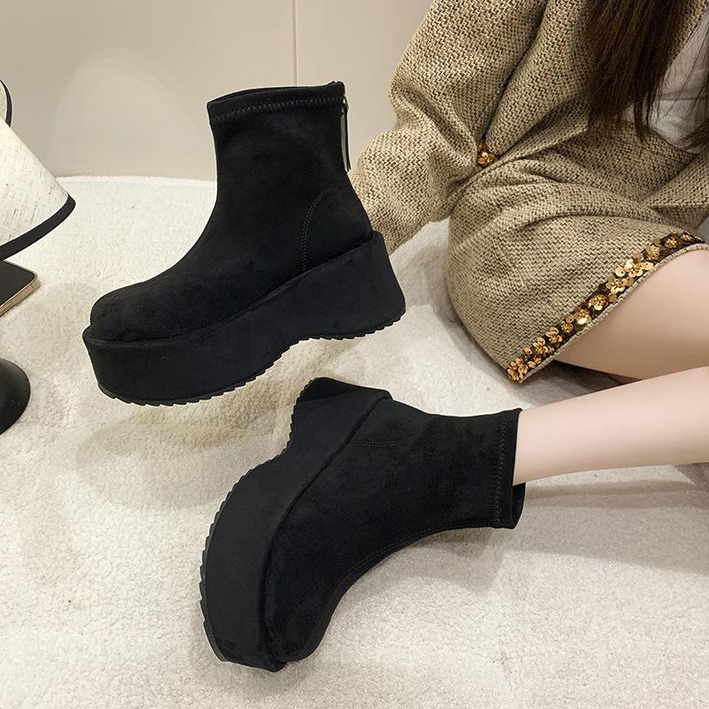 Popular Short Boots Women's 2025 Autumn and Winter New Temperament Thin Boots Fashionable Versatile Platform Women's Shoes