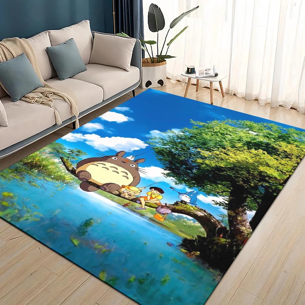 3D T-Totoros Cartoon Area Rug,Carpet Rug for Living Room Children's Bedroom Sofa Doormat Decor,kids Play Non-slip Floor Mat