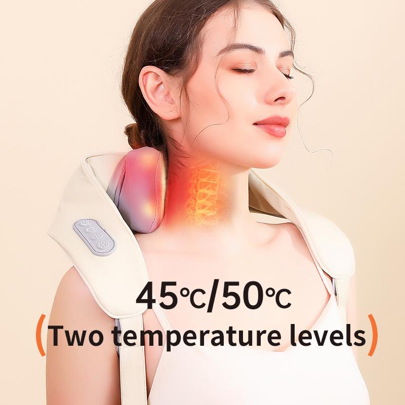 Neck Shoulder Massager Heating Neck Kneading Multifunctional Shiatsu Kneading Massage Cervical Relaxing Trapezius Massage Pillow