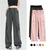 Fashion Casual Wide-leg Cargo Pants for Women Female Elegant High-waisted Long Pants Overalls 2026 New Loose Spring and Summer Simple Trousers 2395