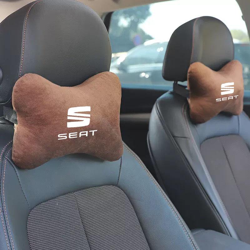 Opěrka hlavy autosedačky Auto Logo Polštářek na krk Ramenní chránič pásu pro Seat Ibiza Leon Cupra Ateca Altea Arona Tarraco Toledo Exeo