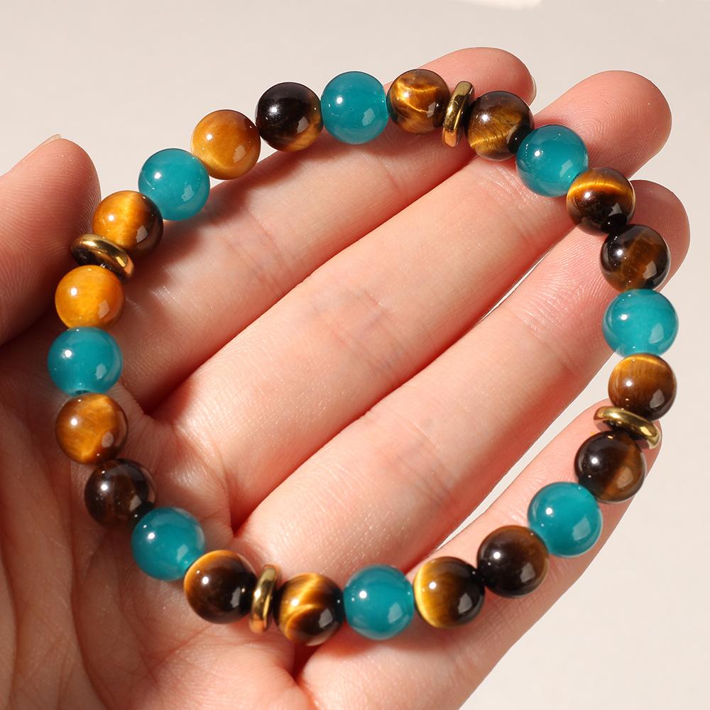 Multicolor Natural Stone Beaded Bracelet With Malachite Tiger Eye Amazonite Vibrant Fashion Jewelry Daily Wear Simple Versatile Accessory