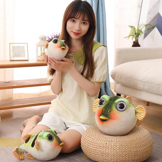 26/33/43cm Pufferfish Plush Toy Ugly And Cute Animal Doll Fluffy Accompany Sleeping Pillow Sofa Ornament Simulation Globefish Stuffed Animal