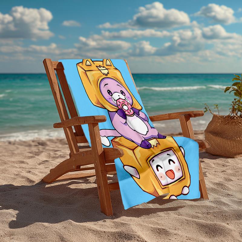 Ultra-Soft Beach Towel with LankyBox Theme,Ideal for Pool - Camping, Diving - Perfect Travel Essential, Vibrant Beach Towel.