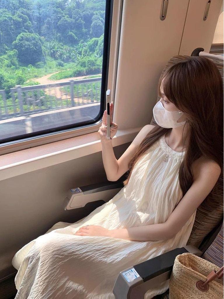 Pure Color Sleeveless Off-Shoulder Halter Maxi Dress - Summer Fairy Casual Bell-Shaped Style