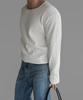 Baulopeulodeogteu Boat Neck Waffle Crop Knit Tee [Ivory]