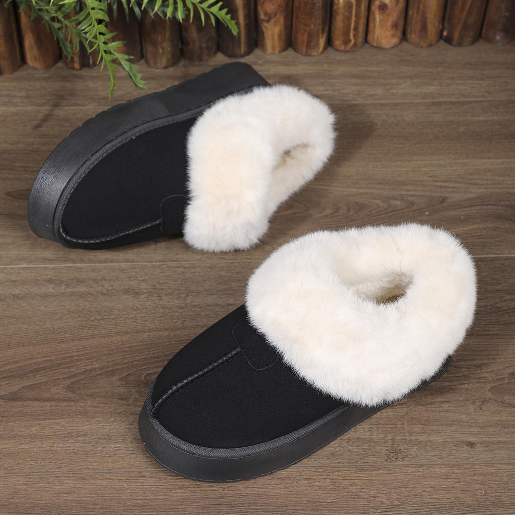 Women's Fluffy Plush Lined Ankle Boots,Fluffy Snow Boots Winter Warm Petticoat,Comfortable Outdoor Low Boots