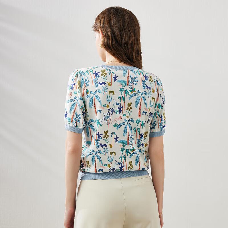KEMENG BOKA Mulberry Silk Blend Printed Knit T-Shirt