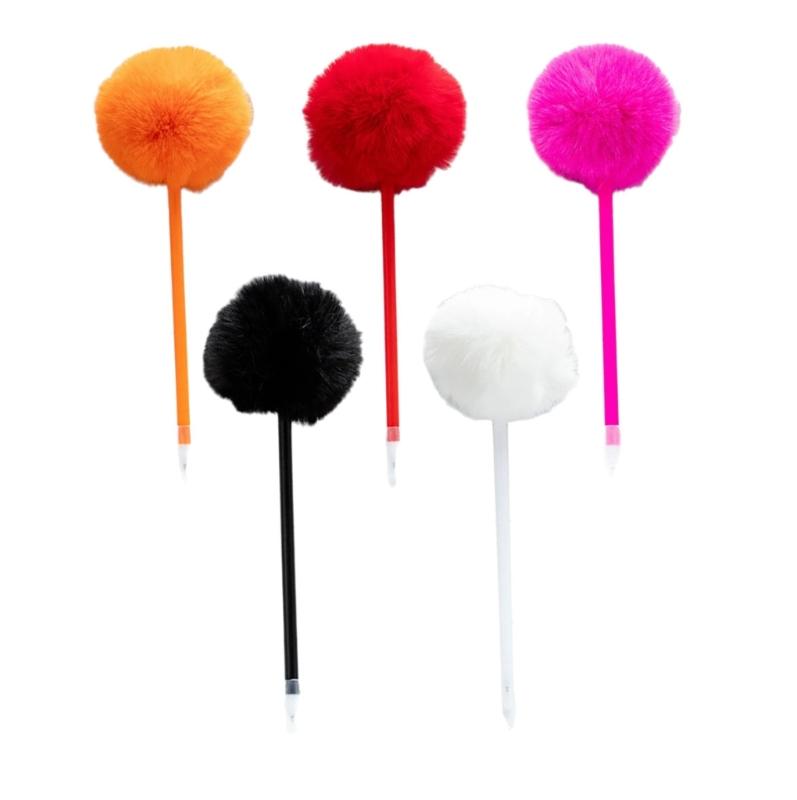 5 Pièces Stylo Bille Pompon Pelucheux Remplisseurs de Bas de Noël Fourniture de Fête de Noël pour Adultes Écriture Journalisation