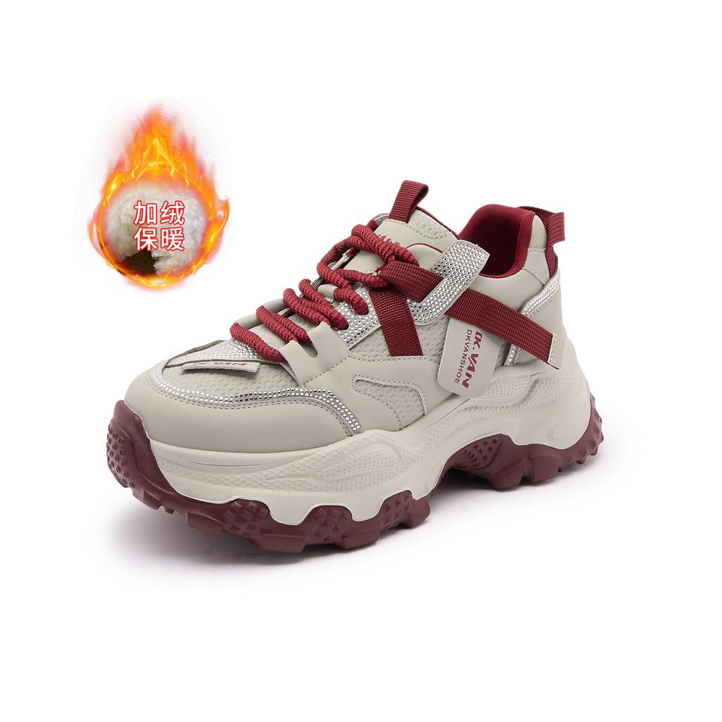 Frühling neue Strass-Plateau-Dad-Schuhe Damen-Höhenvergrößerung kleine Sport- und Freizeitschuhe vielseitig