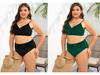 Plus Size Green Leopard Print Adjustable Tie-Up Bikini