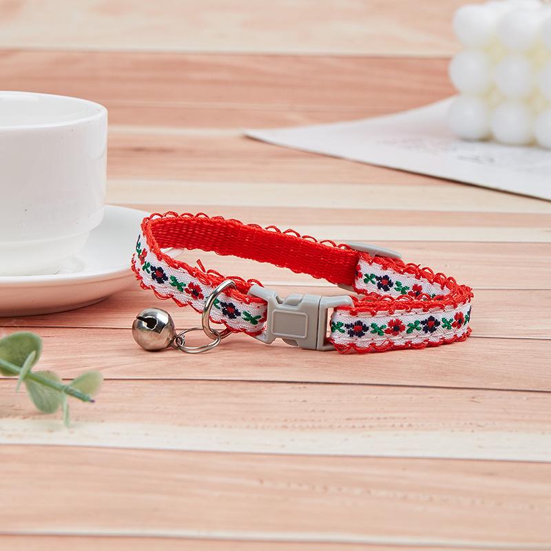 Floral Safety Buckle Collar for Small Dogs & Cats with Bell