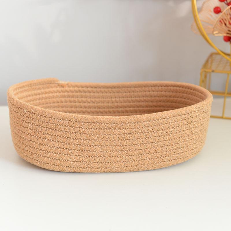 Nordic Minimalist Woven Cotton Rope Storage Basket - Round & Oval Options for Desktop, Ornaments, Bedside Storage