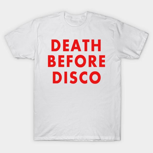 

Men Black Print T-shirt Retro Death Before Disco No-Cut Transfer Paper Print Cotton Tshirt 2XL белый