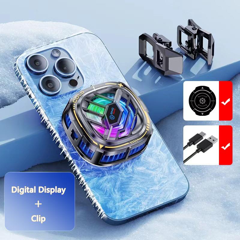 X76 Mobile Phone Semiconductor Magnetic/Back-clip 2 in 1 Cooling Radiator With Digital Display for PUBG Game Cooler X76