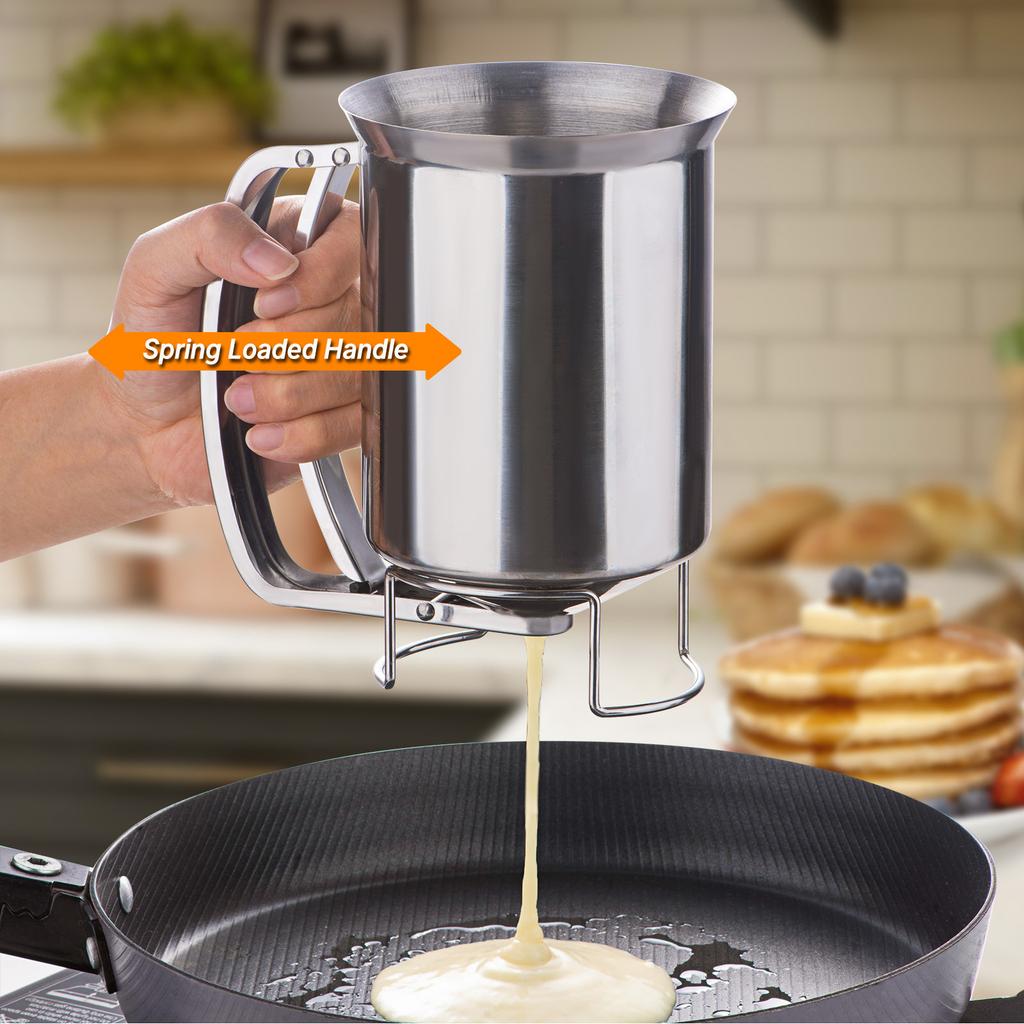 Professional Pancake Batter Dispenser Stainless Steel Texture 680ML Batter Funnel Suitable for Baking Cupcakes Waffles
