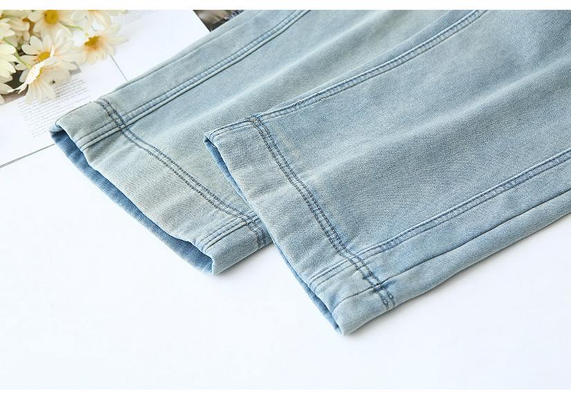 2025 Winter Plus Size High Waist Velvet Jeans, Floor-Length, Elastic Slimming, Thickened Long Pants for Women