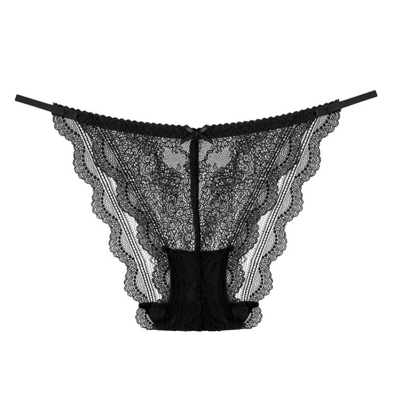 Exquisite Sexy Ribbon Full Lace Thin Briefs Breathable and Comfortable Women's Underwear