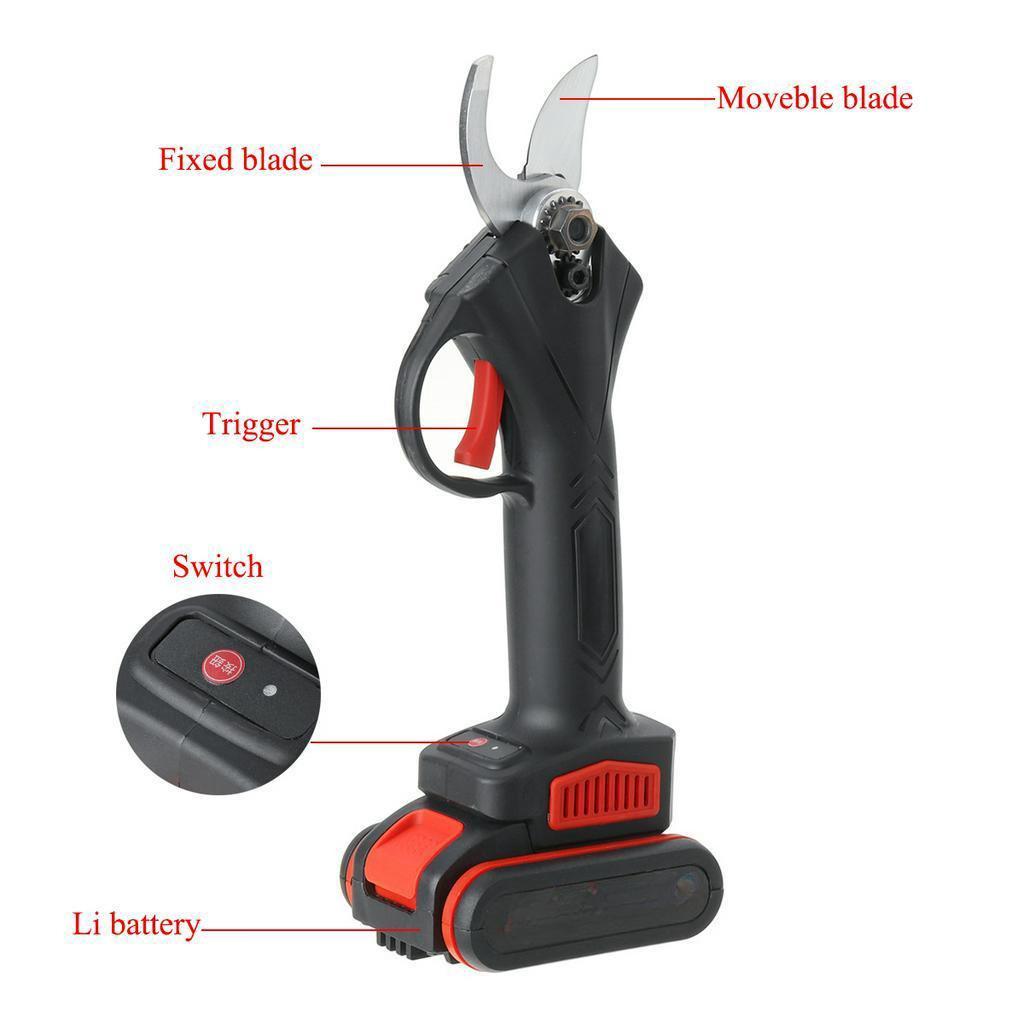 42V Cordless Sharp- Blade Cutter Garden Scissors Black Rechargeable Electric Pruning Shears Pruner Trimmer with 1500mAh Li-on Battery