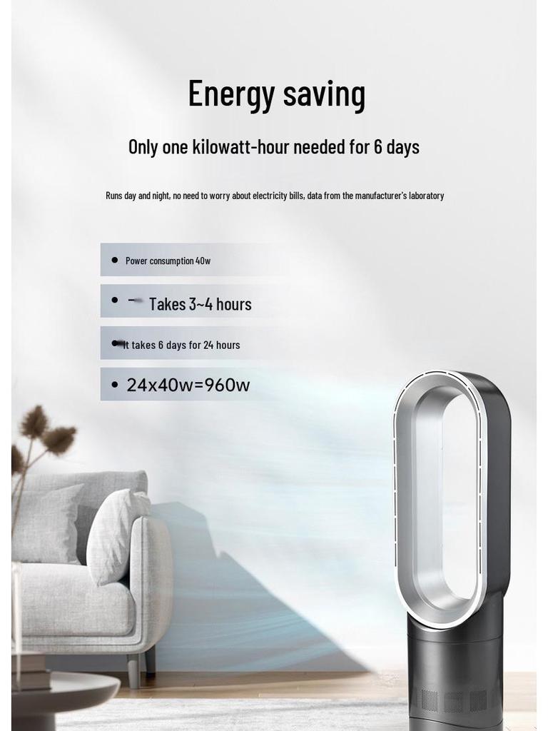 Bladeless Smart Standing Fan – Silent Air Circulation Electric Floor Fan for Home