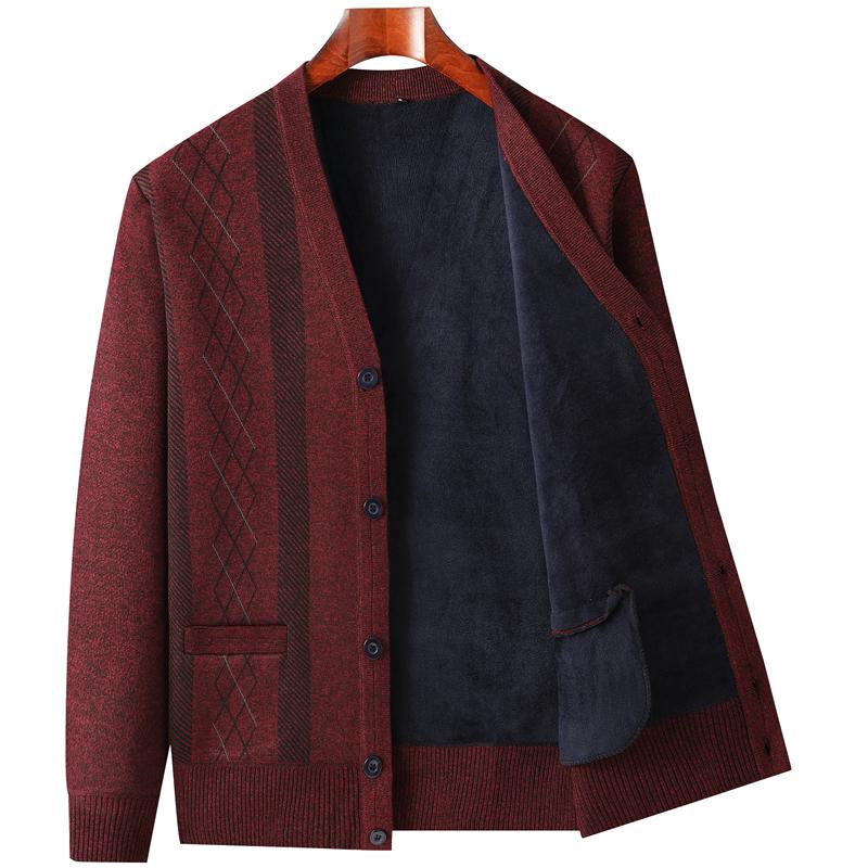 Warm Fleece-Lined Cardigan for Middle-Aged and Elderly Men: Knitted Sweater & Thick Grandpa Jacket
