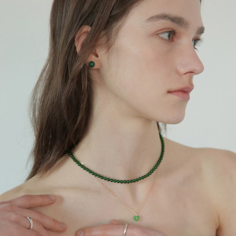 modernlike silver 925 onyx green necklace 4mm