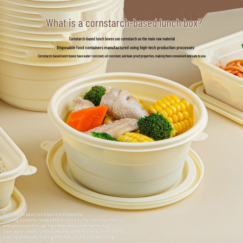 Disposable Corn Starch Round Bowls with Lids
