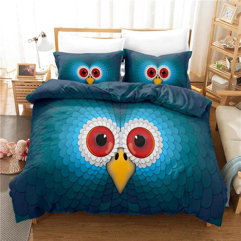 Dropshipping Bedding Set Lifelike Animal Owl Housse De Couette 240x220 Dekbedovertrek 260x240 Bedlinen Bed Cover Set Pillowcases