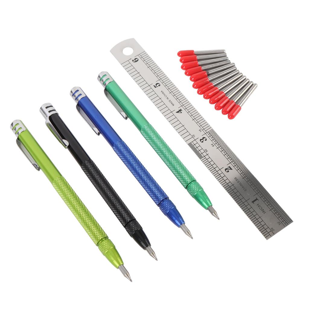 4PCS Magnetic Scribing Pens with Ruler Tungsten Carbide Scriber Marking Tool for Ceramic Tile Glass