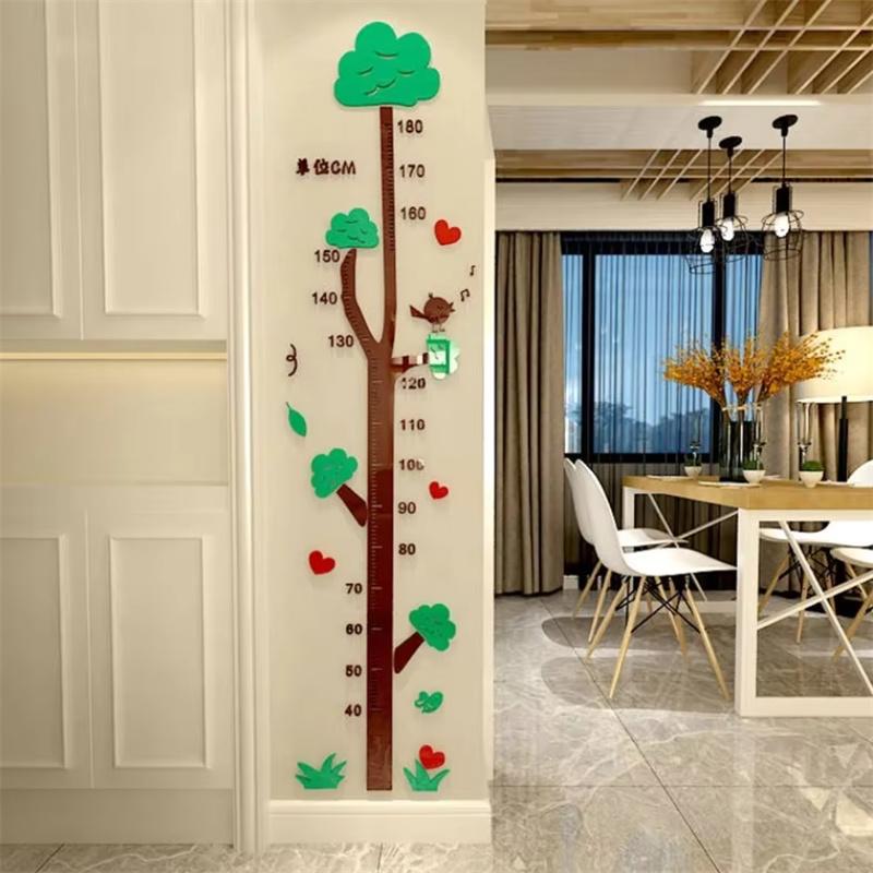 Cartoon Children's Height Measure Wall Sticker Cartoon Growth Chart Baby Room Wall Sticker Home Decoration Acrylic Wall Sticker
