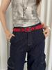 Retro Ethnic Butterfly Printed Red Belt For Women New In Versatile Belt With Jeans Belt Decoration