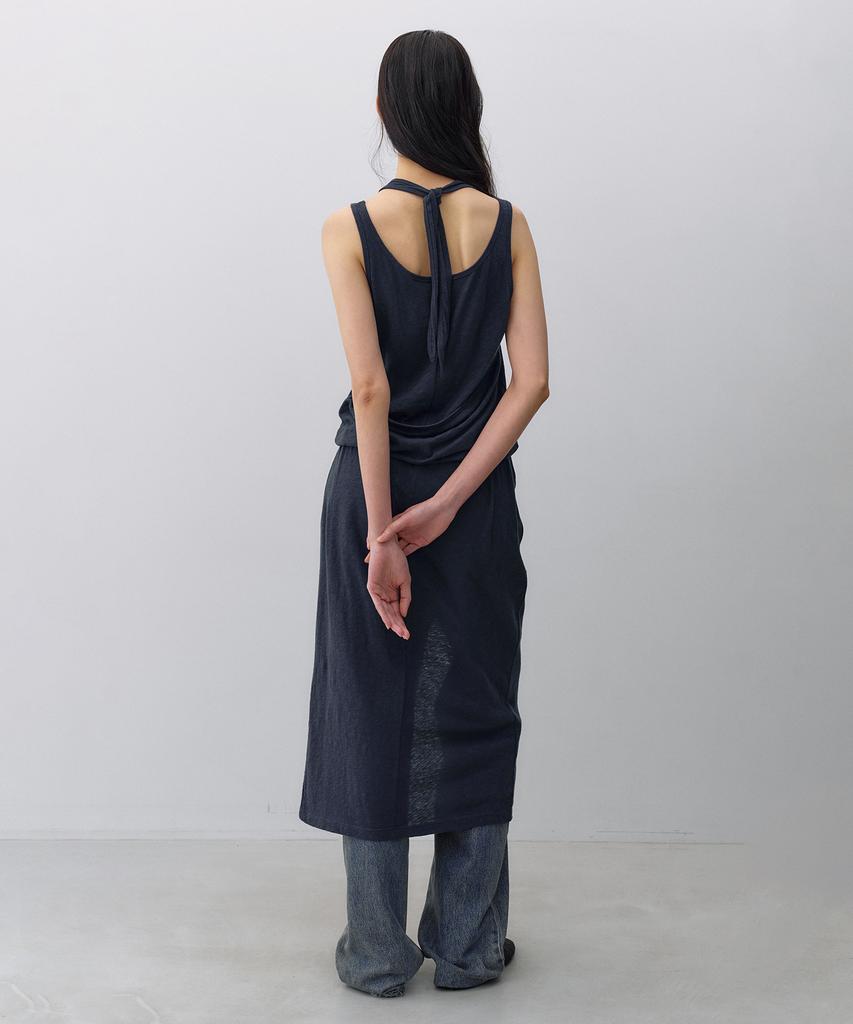 Insilence Woman Knit-Like Layered Dress Dark Blue