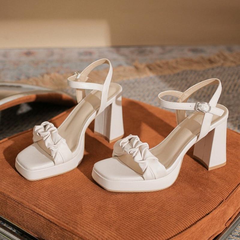 Fashion 8.5cm Sweet Comfy Women Sandals 2025 Summer Fashion Soft Leather Platform Sandals Elegant High Heels Model Party Lady Sandals