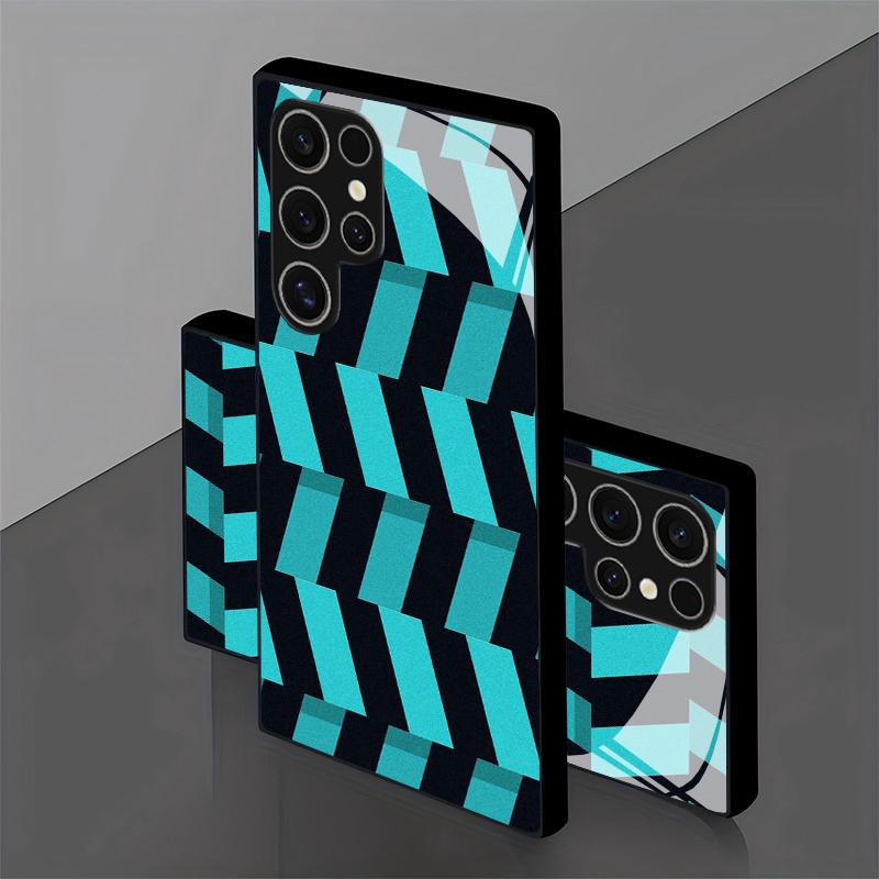 Blue Diagonal Pattern 2D Phone Case for Samsung S26 S25 S24 S23 S22 S21 S20 A56 A36 A16 - Glass Protective Cover