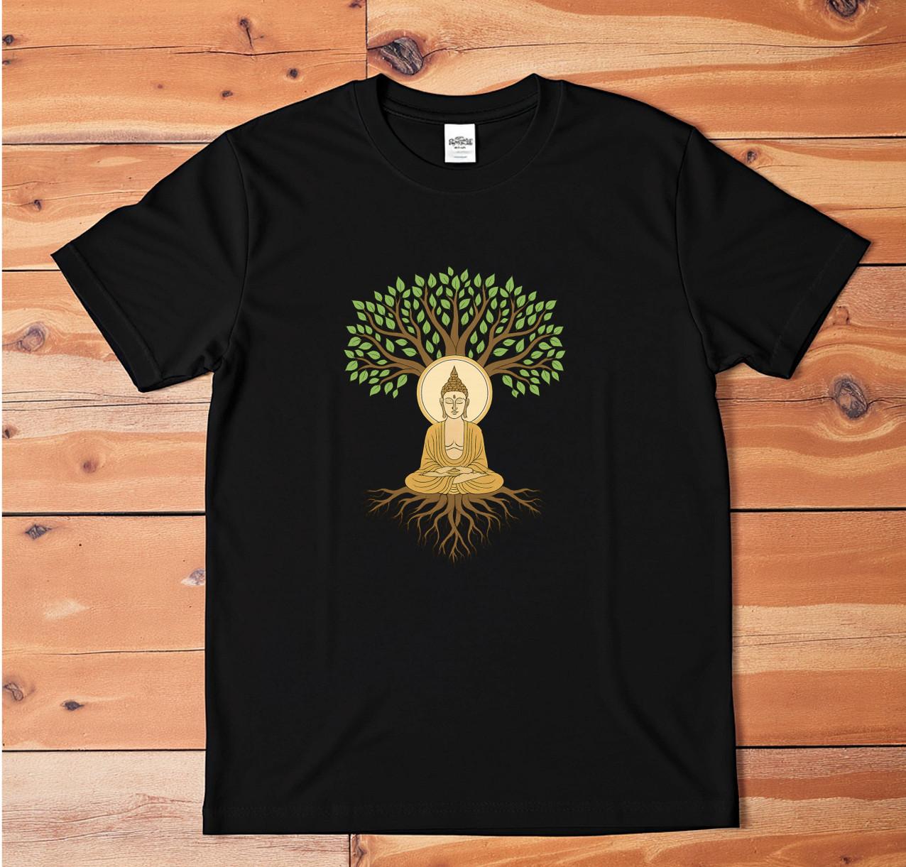 Buddha Tree of Life T-Shirt | Bodhi Tree Meditation Zen Spiritual Graphic Tee L