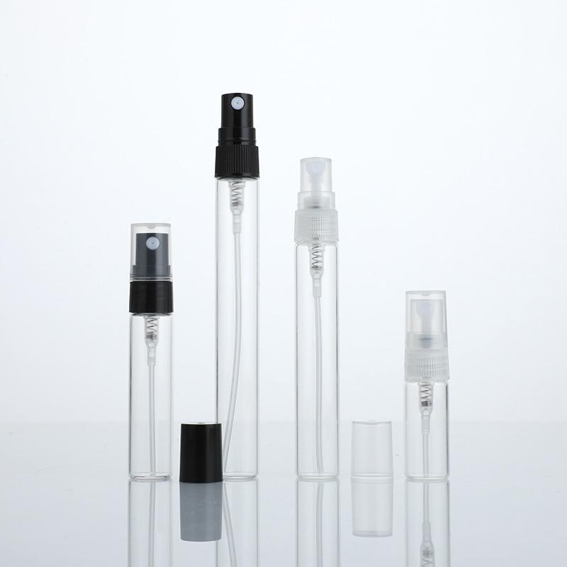 Portable Refillable Travel Perfume Spray Bottle with Dropper, Small Capacity 10ml; Black Spray + Black Cover; Glass