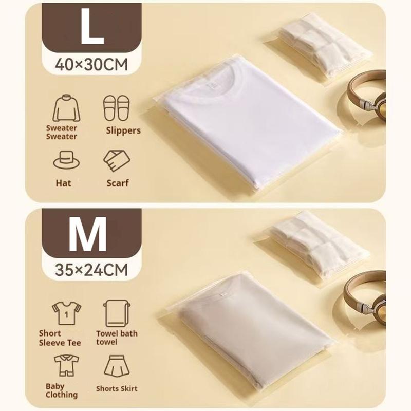 10/15Pcs Reusable Zipper Bag PE Frosted Transparency Plastic Waterproof Travel Packing For Clothes Underwear Classified